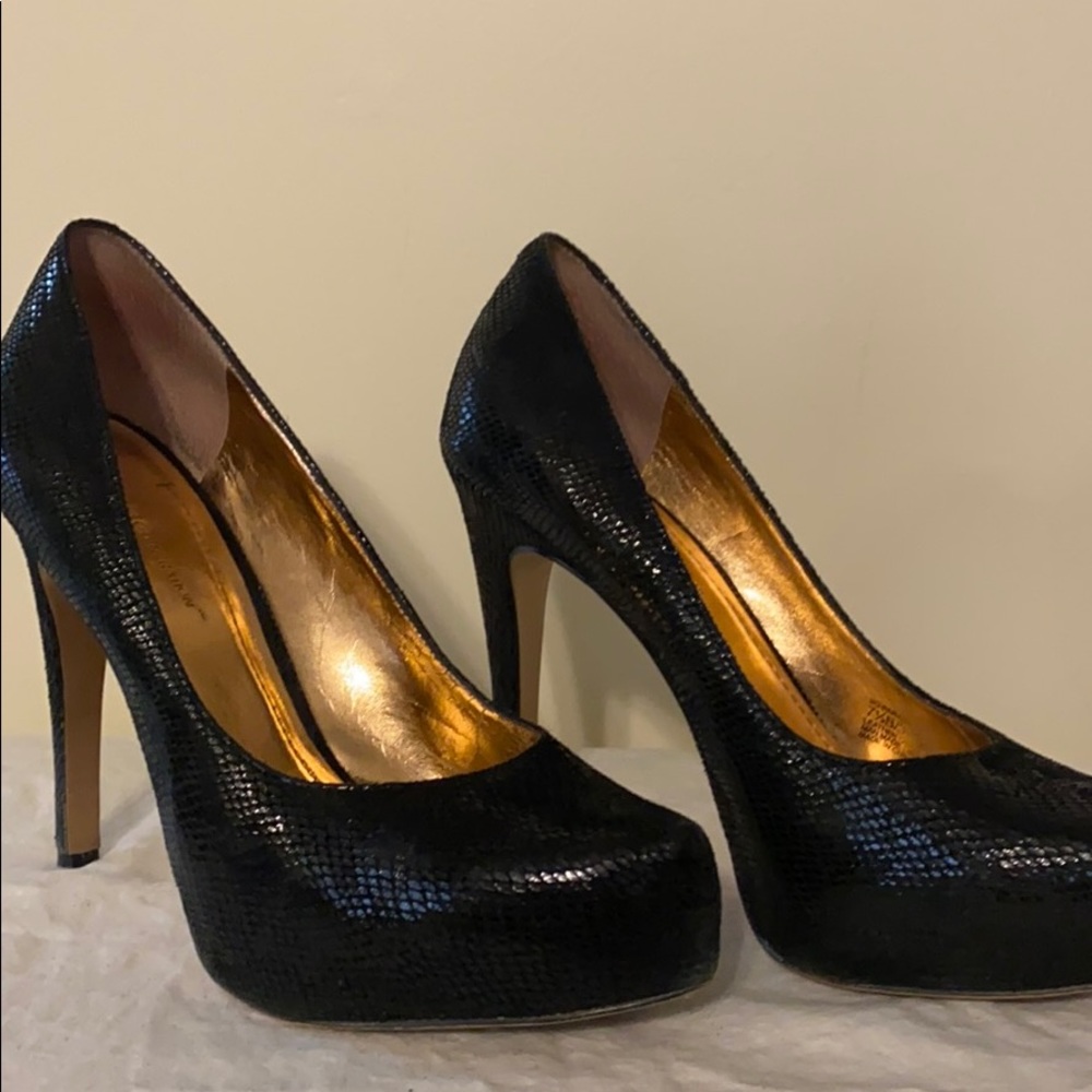BCBGeneration Black Leather Platform Heels